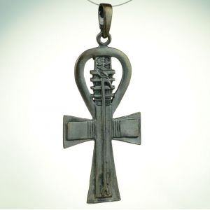 Krzyż ankh z laską Ozyrysa, brąz
